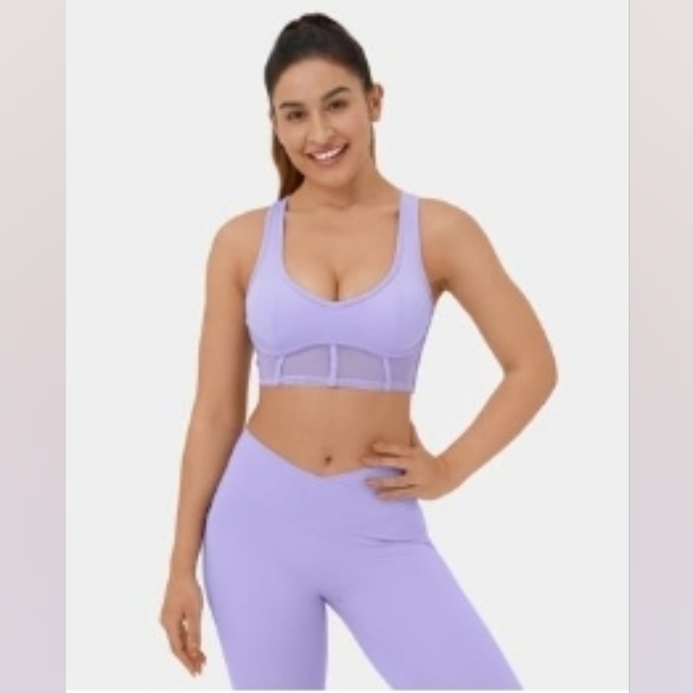 Mesh Backless Cut Out Yoga Sports Bra, Size M